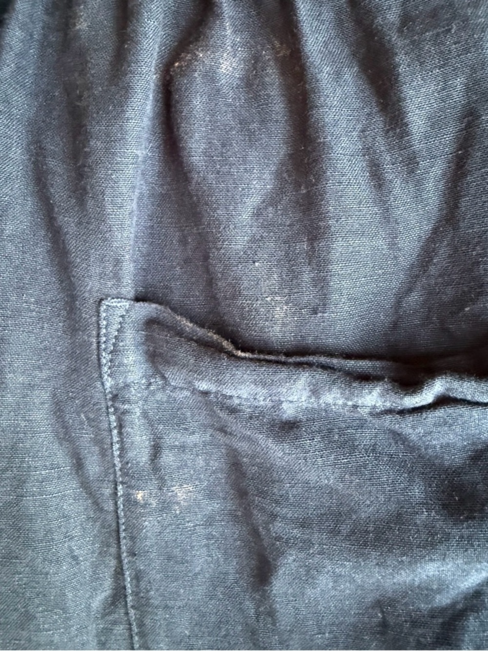 per una Navy Button-Front Midi Linen Dress with Drawstring Waist Size S or M - Picture 6 of 11
